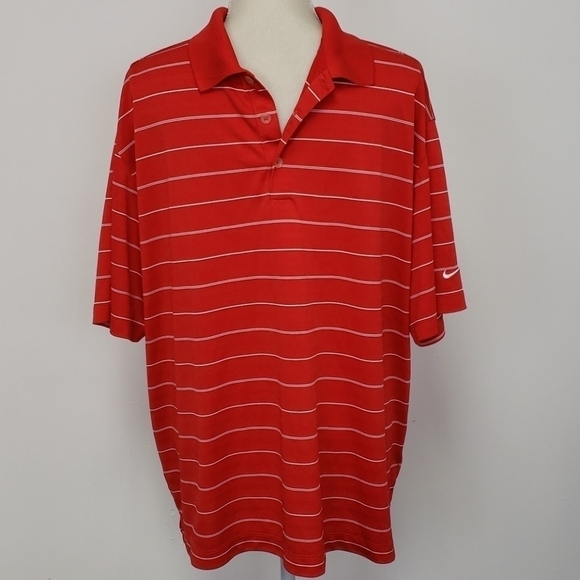 Nike Gold Dri-Fit XL Red & White Stripe VGUC - Picture 1 of 7